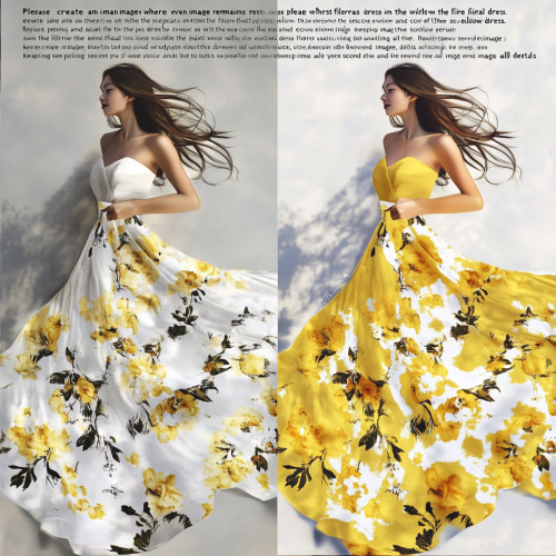 Image of White Floral Dress Changed to Yellow