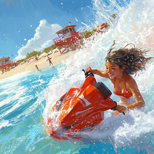 Image of lifeguard rescuing woman in calm ocean.