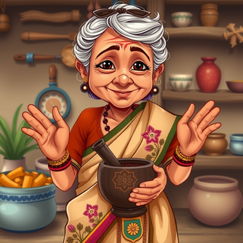 Indian Grandmother Mascot for Spice Brand