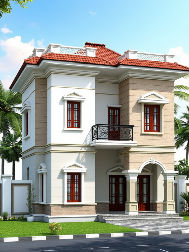 Indian Style Ground Floor Elevation and Plan