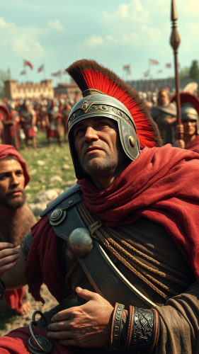 Injured Roman Soldiers at Military Camp