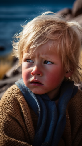 Innocent Baby Crying by Lake Titicaca