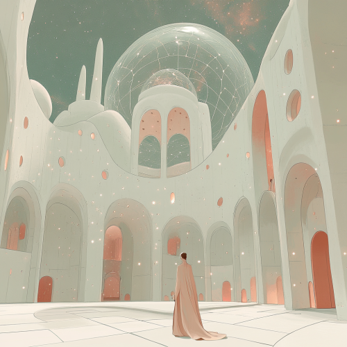 Inside A Beautiful Futuristic Gothic Chapel With Stars