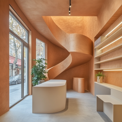 Inside Architectural Studio: Minimal Design Mezzanine Spiral Staircase