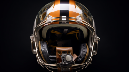 Inside a football helmet: dramatic hyper realistic image