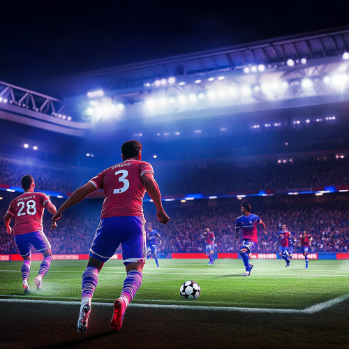 Intense football video game poster captures thrilling action.