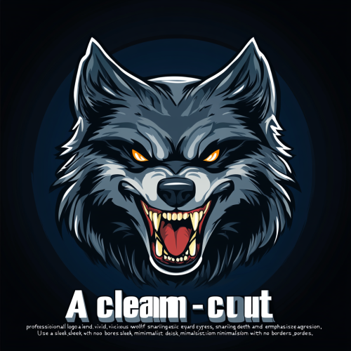 Intense wolf head logo in black and red