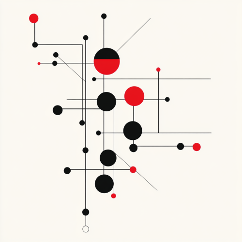 Abstract Design: Geometric Shapes in Bold Red