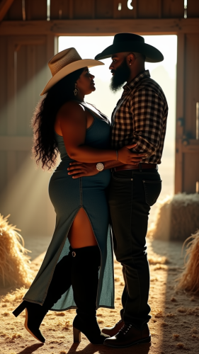 Intimate Cowboy Couple in Rustic Barn Setting