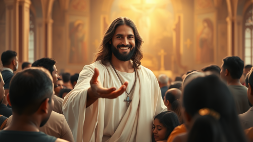 Jesus Christ brings hope and healing to crowd.