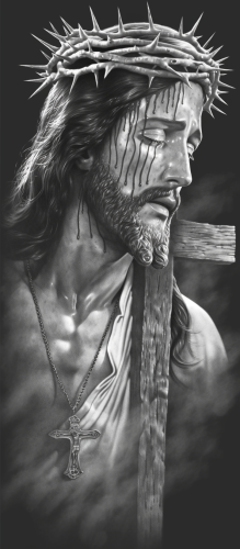 Jesus on Cross, Realistic Chicano Tattoo Design Jesus on Cross, Realistic Chicano Tattoo Design
