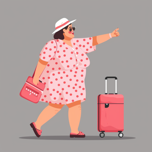Jetlagged Woman in Pink Polka Dot Shirt Vector 