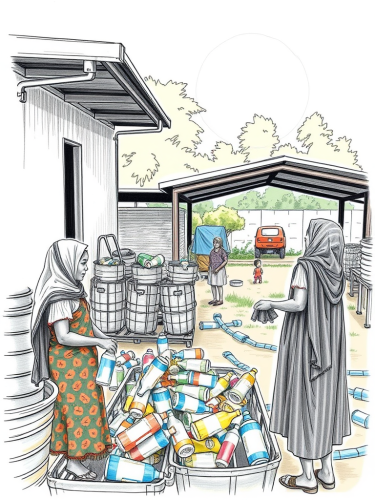 Kids Playing at Garden Near Recycling Plant