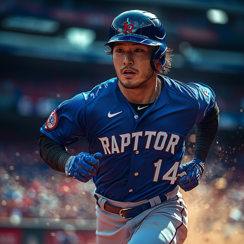 Kim Chi-Hyun racing to first base under lights