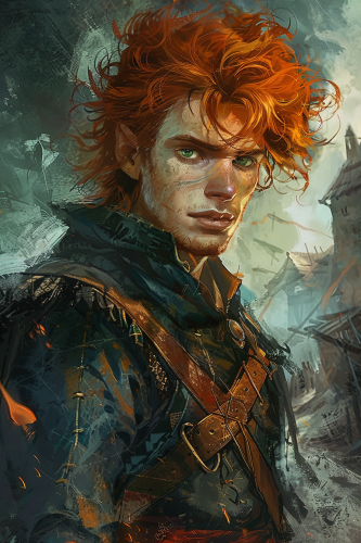 Kvothe, the Kingkiller Chronicle character with vibrant red hair.