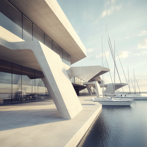 Large geometric sailing club with open spaces for socializing. Large geometric sailing club with open spaces for socializing.