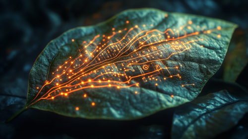 Leaf's Nanotech Patterns: Nature and Tech Fusion