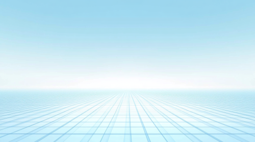 Light blue sky above, gray grid below