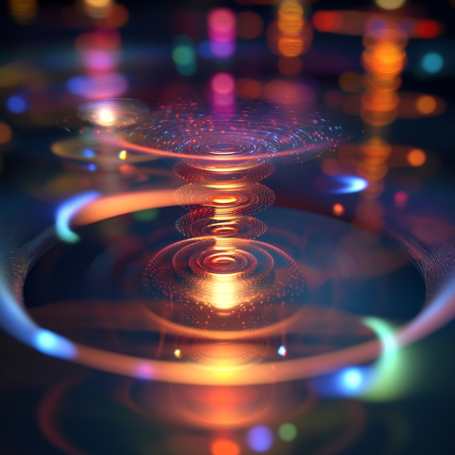 Light particles creating shapes in fluid movement