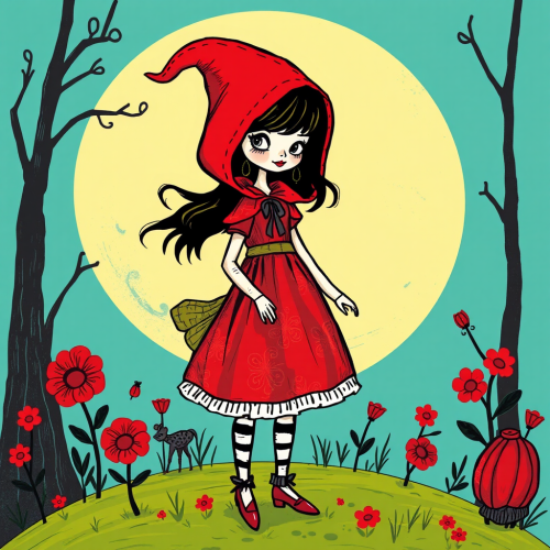 Little Red Riding Hood in Tim Burton style