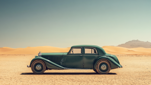 Lonely 1934 Daimler Sedan in Sahara Desert – Photo Realistic Cinematic Color 1935