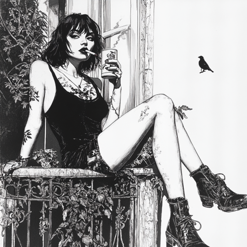 Lonely Woman on Balcony: Pondering Life and Emotions