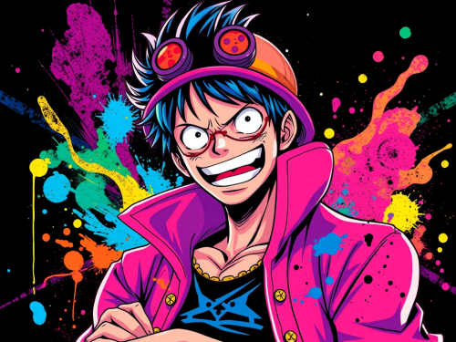Luffy's Neon Colored, Vivid Gear 5 Drawing