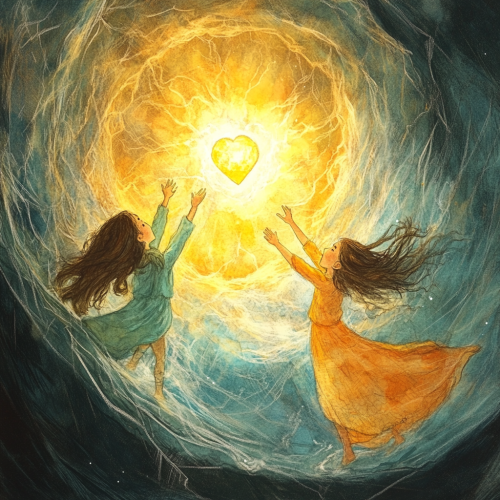 Luna and Sol Reaching the Radiant Heart of Truth