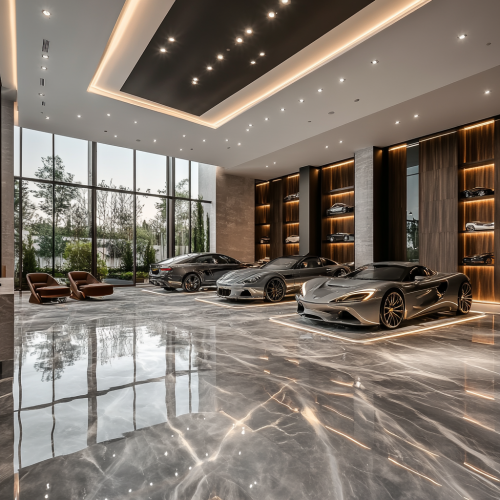 Luxurious Mediterranean-style mansion garage with modern design