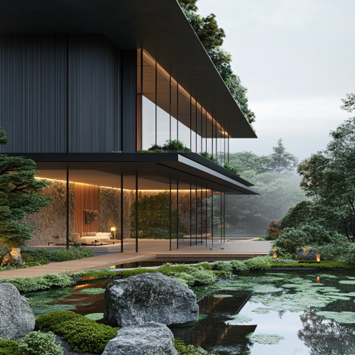 Luxurious Minimalist Japanese Mansion: Harmony of Nature and Architecture