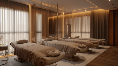 Luxurious Skincare Massage Room with Translucent Glass Partitions