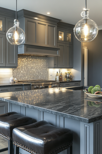Luxurious Smoky Silk Gray Kitchen - A Haven of Comfort and Style