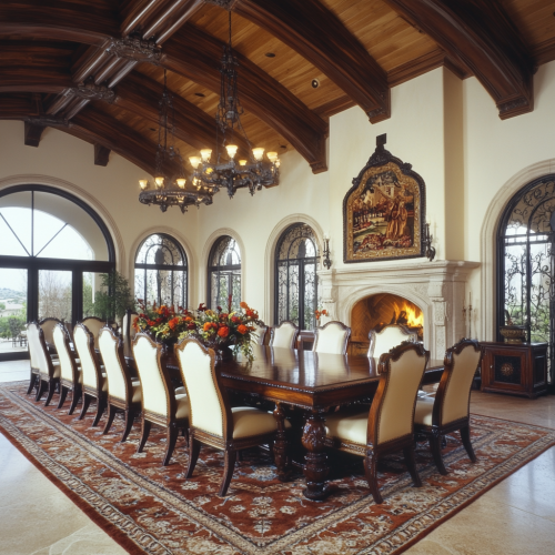 Luxurious Spanish dining room with rustic elegance