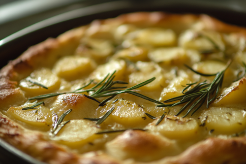 Luxurious Wild Confit Garlic Rosemary Focaccia Close-Up Shot