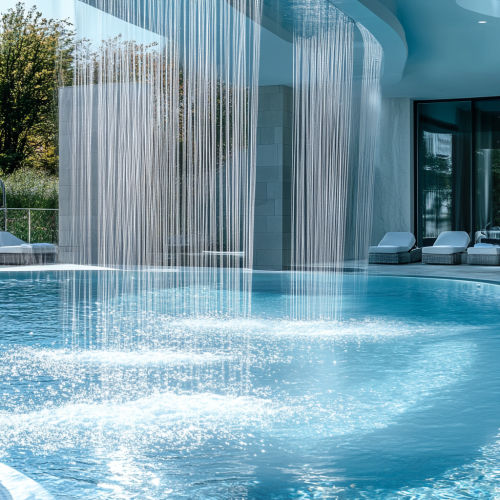 Luxurious and transparent swimming pool details website banner