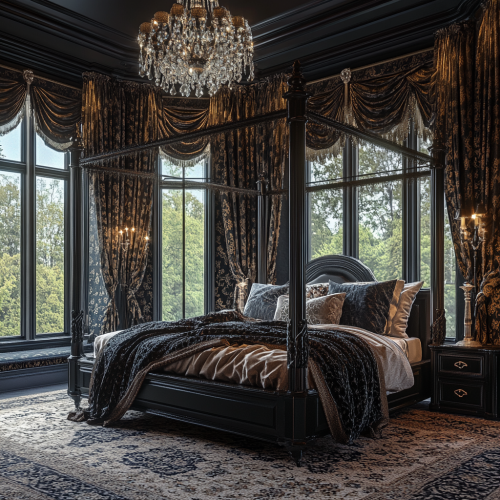 Luxurious bedroom in grand mansion with exquisite decor