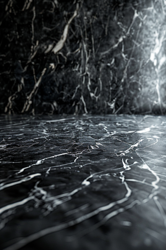 Luxurious black marble wall and floor studio.
