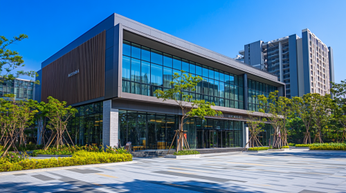 Luxurious modern building with elegant indoor public spaces