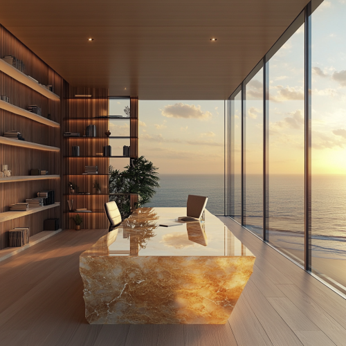 Luxury Coastal Mansion Office with Ocean Views
