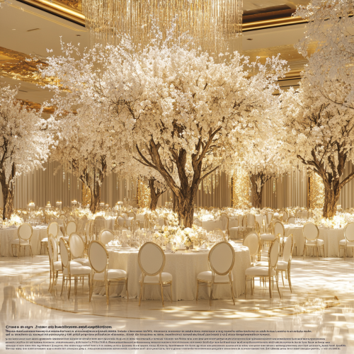 Luxury cream-toned ballroom with opulent furnishings and lighting.