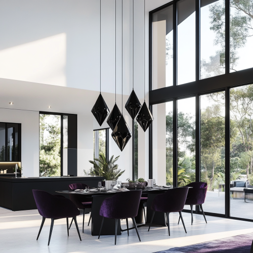 Luxury dining room in Botswana with modern design.