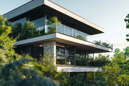 Luxury modern apartment with glass and stone features