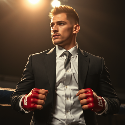 MMA Fighter Wearing a Dark Corporate Suit