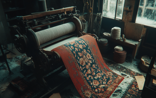 Machine weaves fabric fast with cinematic lighting