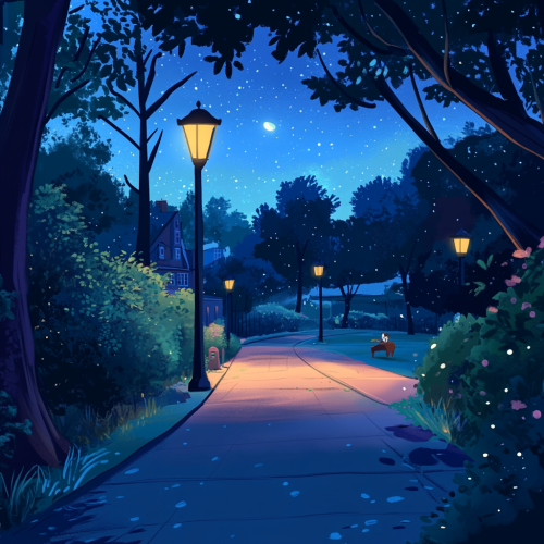 Magical Night Stroll Down Enchanted Commuting Path
