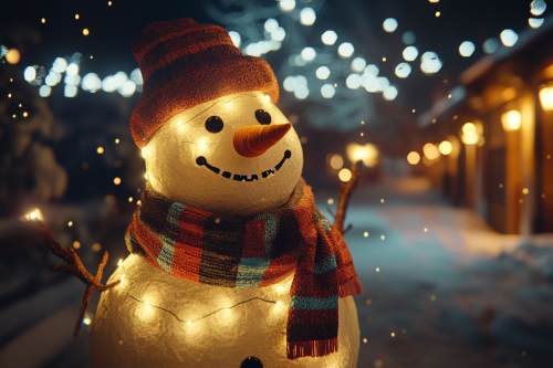 Magical Snowman in twinkling night - Winter Wonderland