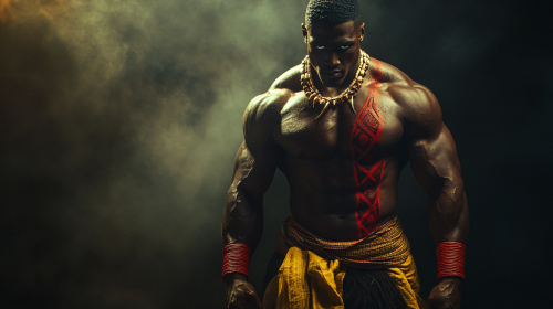 Majestic African Warrior in Cinematic Mythological Image