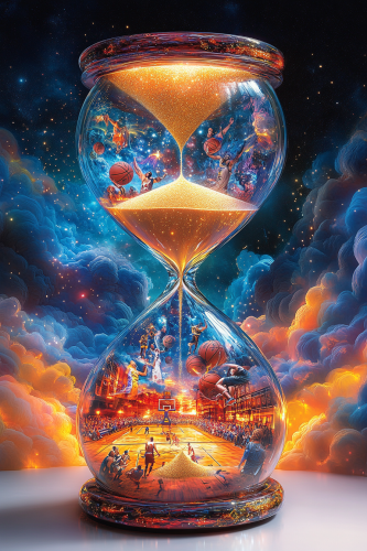 Majestic Celestial Basketball Hourglass Fantasy Art.