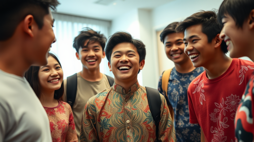 Malay Teenagers Smiling in Singapore HDB House A