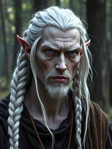 Male Dark Elf Druid in Forest Background